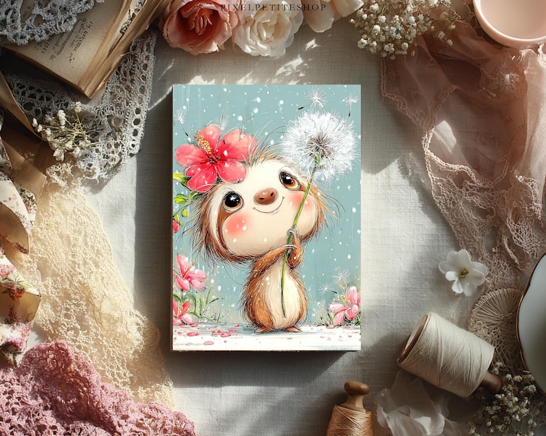 Nyckfulla digitala sidor med blommiga vänner | Utskrivbara skräpjournaler och scrapbooking (digital nedladdning) bild 3