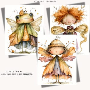 Watercolor Fairy Junk Journal Pages, Autumn Woodland Creatures, Scrapbook Kit (Digital Download) image 6