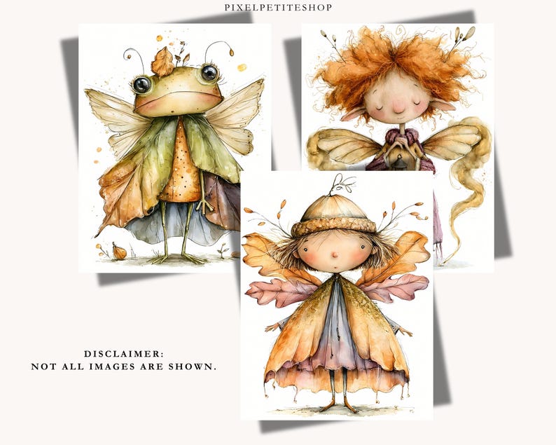 Watercolor Fairy Junk Journal Pages, Autumn Woodland Creatures, Scrapbook Kit (Digital Download) image 6