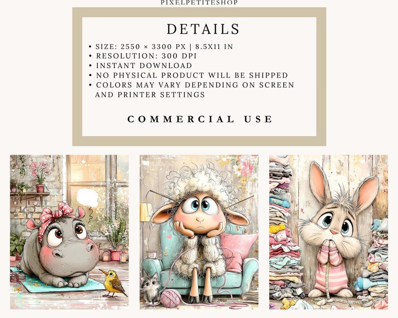 Funny Cartoon Animals Digital Pages | Junk Journal & Scrapbooking Printables (Digital Download) image 2