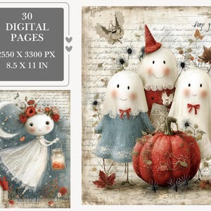 Gothic Cottagecore Halloween Digital Pages | Junk Journal & Scrapbook Papers (Digital Download) image 1