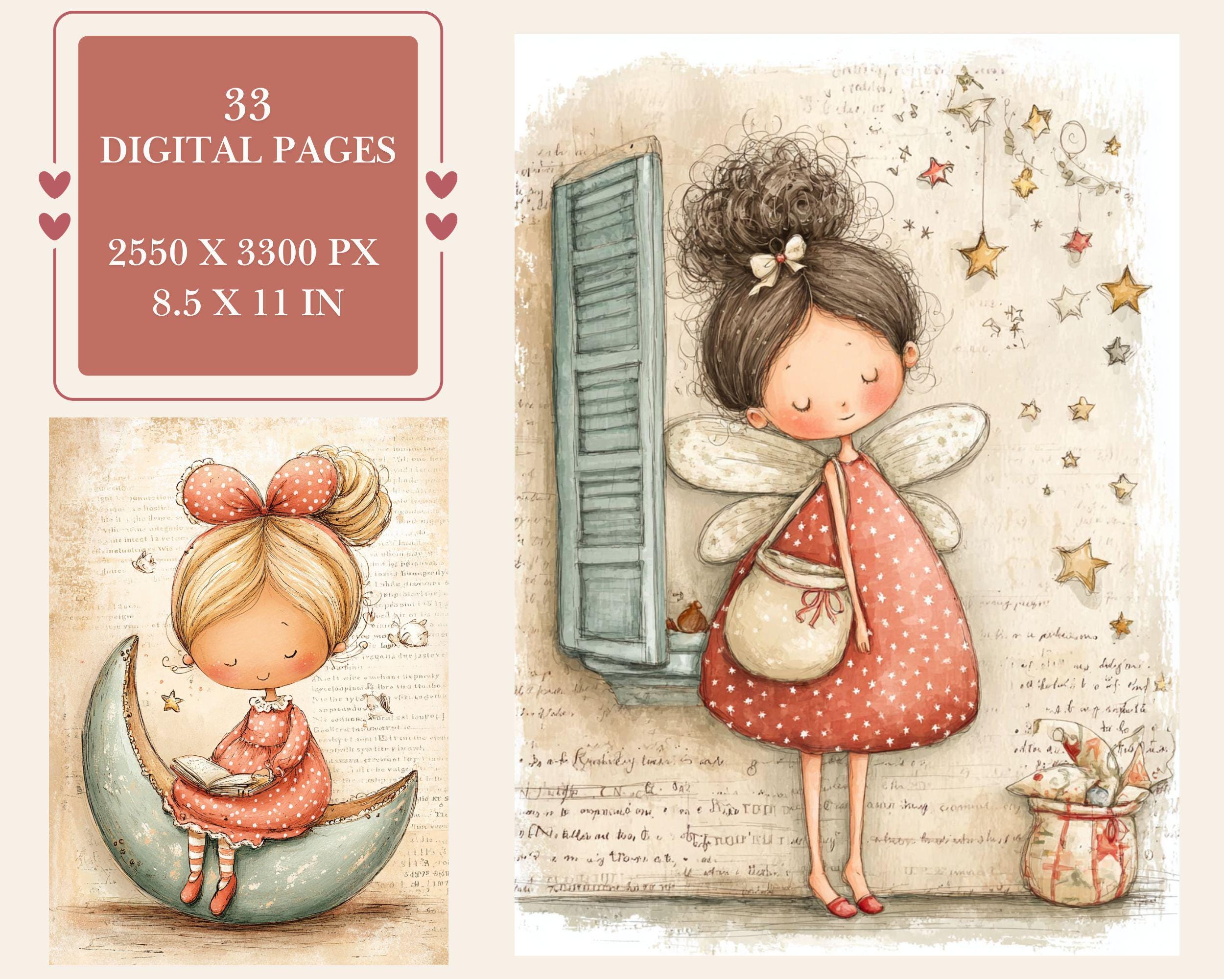 Preview of Storybook Fairy Girl Journal Pages — 33 Printable Designs