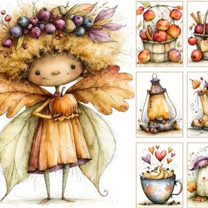 Watercolor Fairy Junk Journal Pages, Autumn Woodland Creatures, Scrapbook Kit (Digital Download) image 18