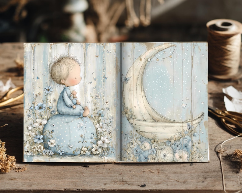 Adorable Baby Boy Digital Pages | Nursery Junk Journal & Scrapbooking Printables (Digital Download) image 9