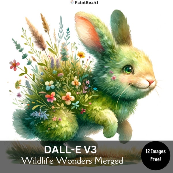 DALL-E 3 Prompts for Nature Stylized Animals, DALLE v3 Prompts for Wildlife Illustrations, AI Prompts for Watercolor Animals, Free Images