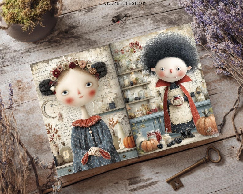 Gothic Cottagecore Halloween Digital Pages | Junk Journal & Scrapbook Papers (Digital Download) image 11