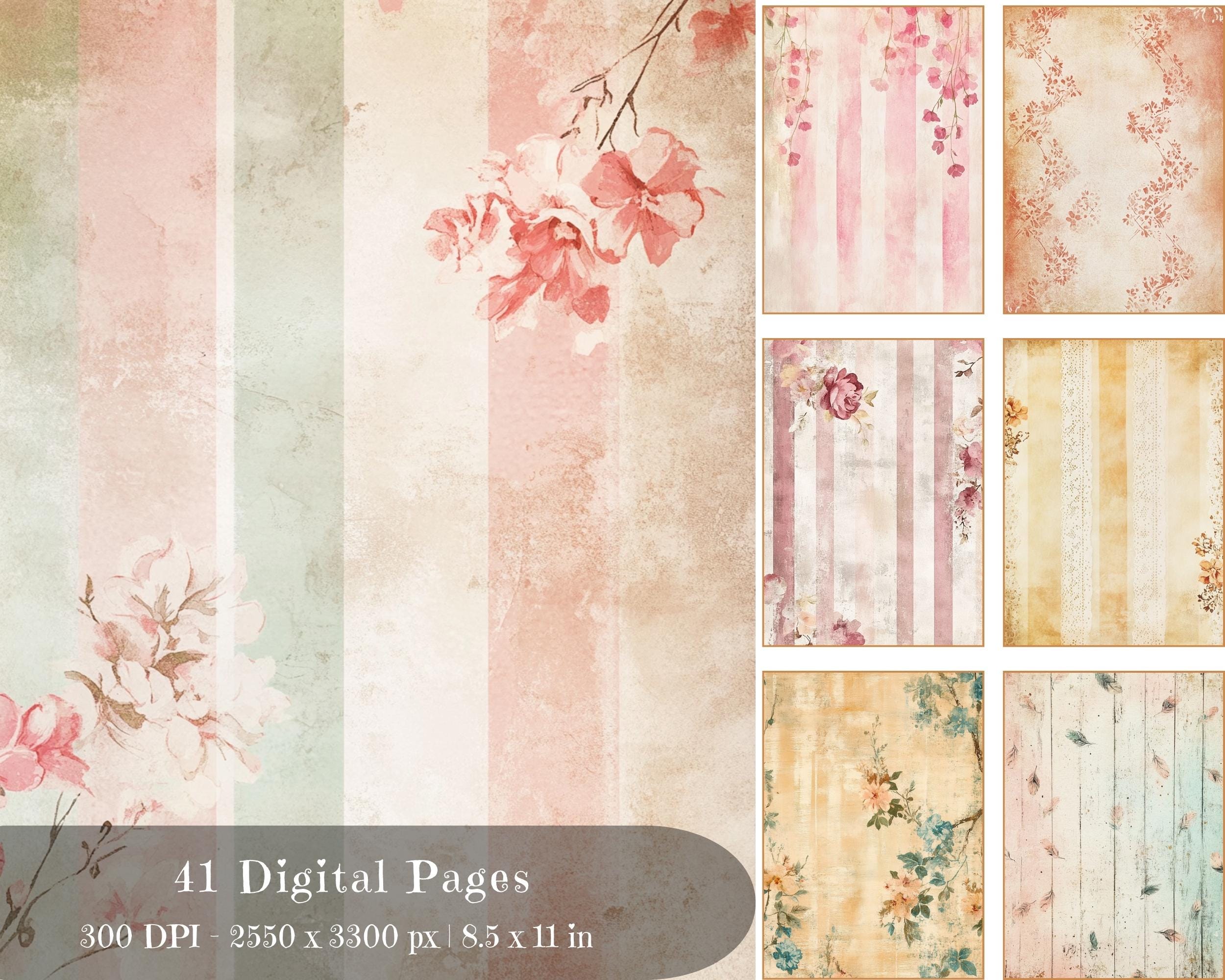 Preview of Shabby Chic Journal Papers — 41 Vintage Printable Pages