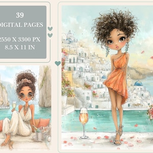 Chic Travel Girl Digitala Sidor | Skräppost- och scrapbookingutskrifter (digital nedladdning)