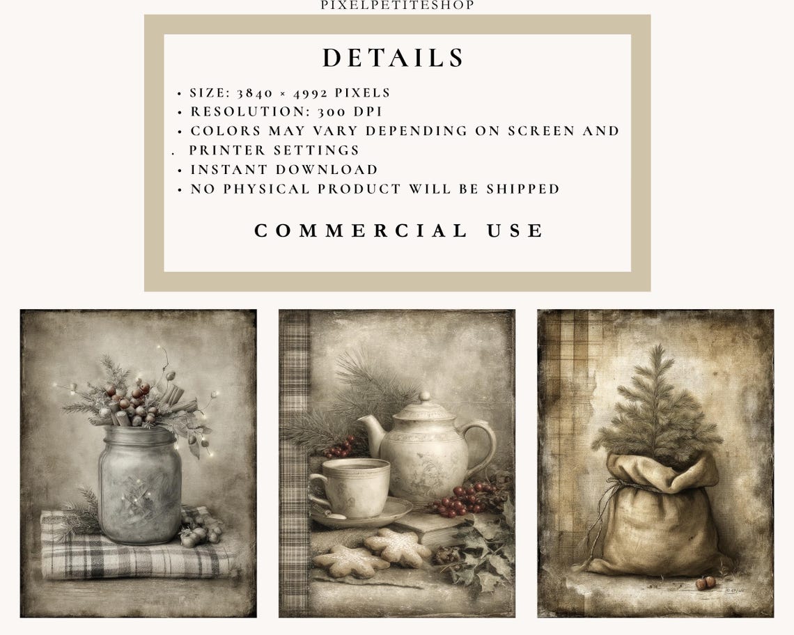 Rustic Christmas Junk Journal Pages | Vintage Holiday Ephemera ...