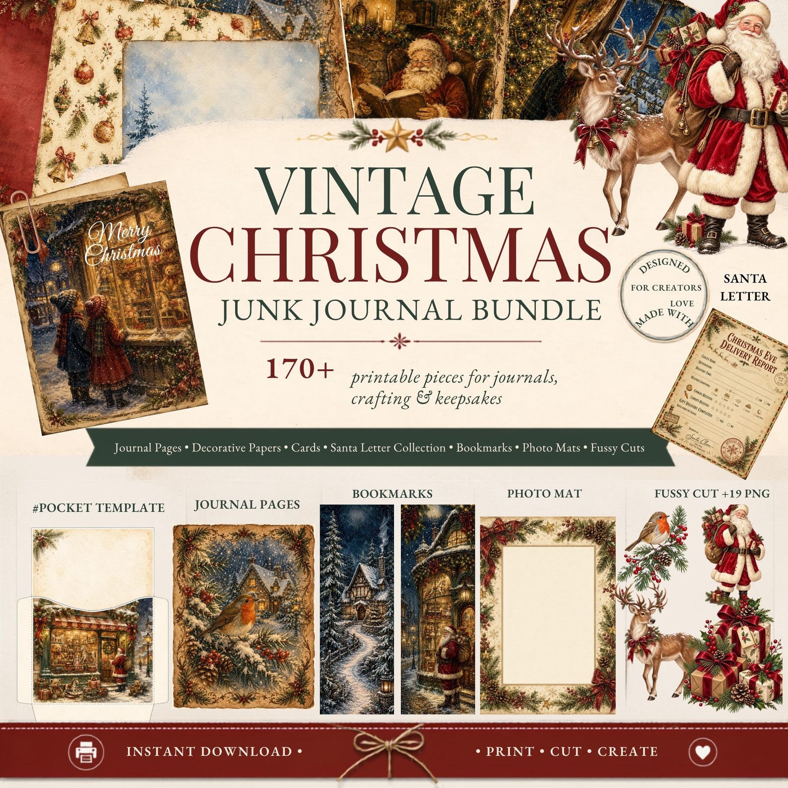 Vintage Christmas Junk Journal Kit