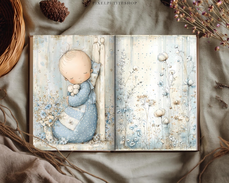 Adorable Baby Boy Digital Pages | Nursery Junk Journal & Scrapbooking Printables (Digital Download) image 7