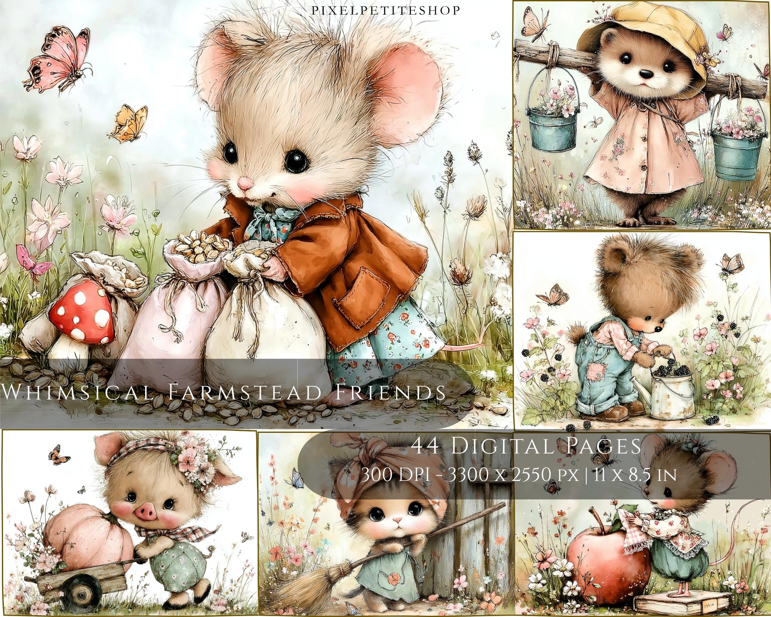 Preview of Farmstead Animal Friends — 44 Printable Journal Pages
