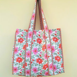 Multicolor Quilted Tote bag for shipping travelling cotton tote bag with pocket cotton tote bag with straps for shoulder hand book tote bag