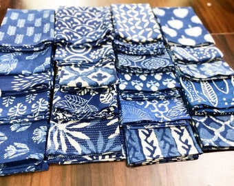 Assorted Mix and Match Hand Block Floral 100% Cotton Cloth Napkins Perfect for Kids,Wedding Events, cocktail napkins Dining Table-Zero waste