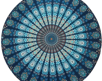 Mantel redondo de algodón puro para colgar en la pared, tapiz de mandala, decoración para mesa de comedor y almuerzo