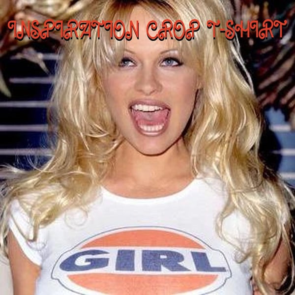 GIRL Pamela Anderson inspired Crop Tee (aop) artist rendition CROPPED TEE tube top