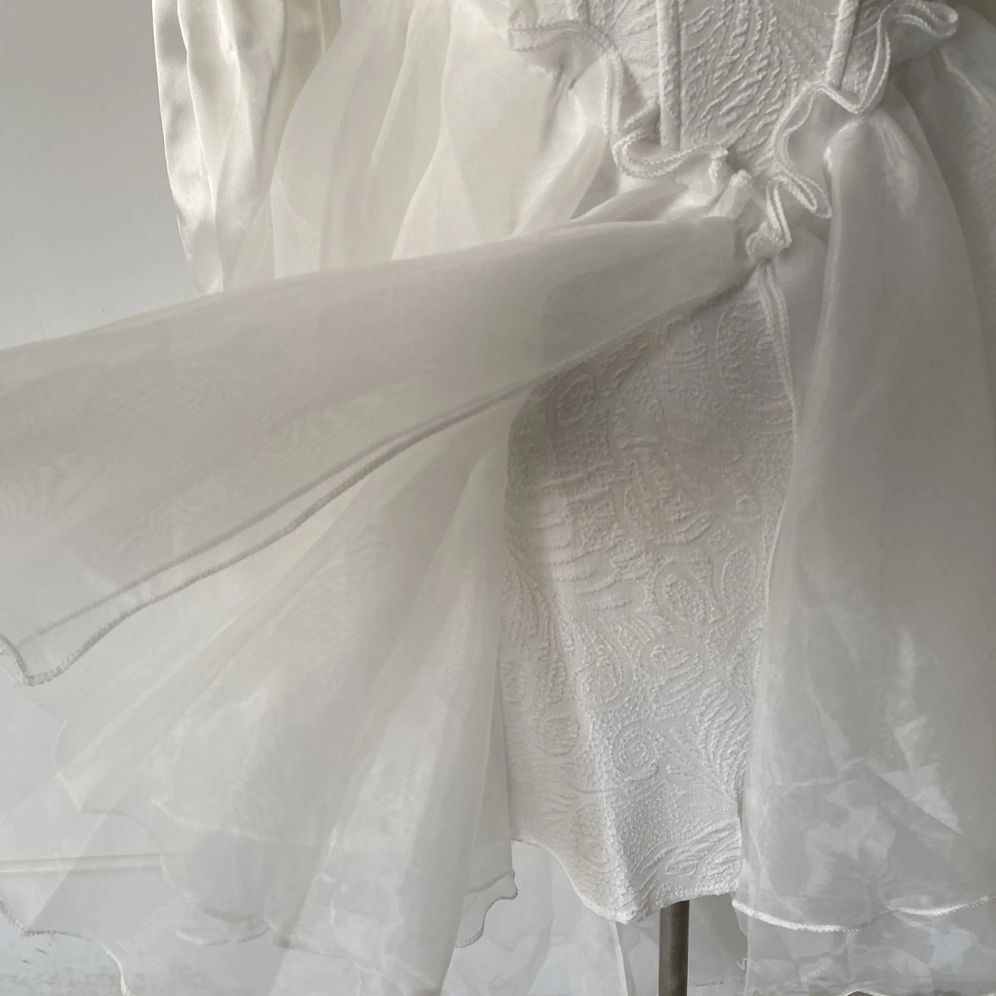 White Tea Party Dress, off Shoulder Cottagecore Dress, Victorian Flowy