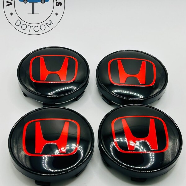 Honda Wheel Center Caps – Chrome With Black Logo, 69mm (Set Of 4)