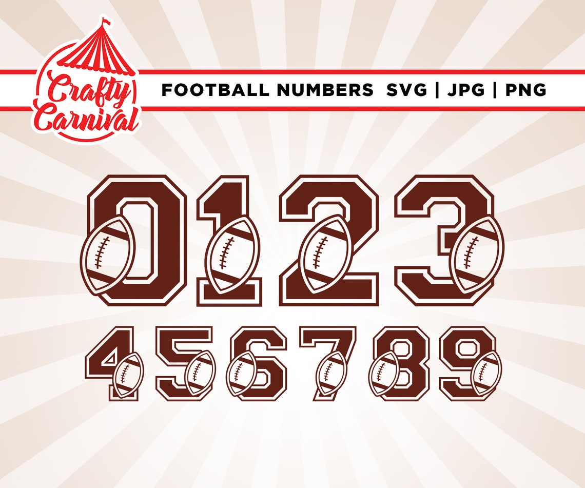 Football Player Numbers Svg, Football Svg, Number Cut File, Cricut Silhouette, Cutting Files