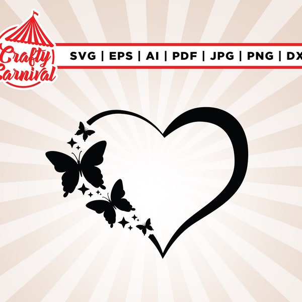 Butterfly Love SVG, Sparkly Heart Butterfly Svg, Cricut, Png, Svg, sublimation, Happy Valentine's Day, Couple Svg, Instant Download, iron on