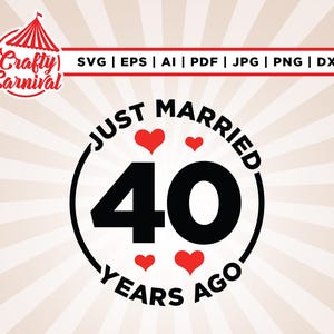 40 年前に結婚したばかり SVG、Cricut、Png、SVG、昇華、40 周年記念 PNG、夫と妻 SVG、何年も前に結婚した SVG、シルエット。