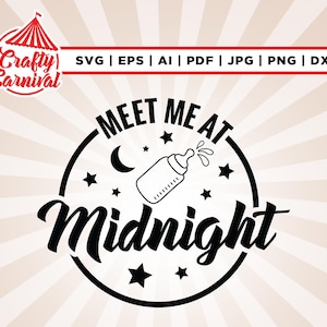 Meet Me at Midnight Onesie Svg, grappige Onesie svg, Cricut, sublimatie, pasgeboren baby Onesie Svg, babykleding png, silhouet, png, Svg.