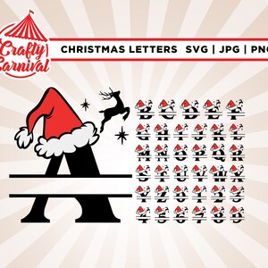Monograma de Santa Hat svg, Alfabeto de Santa Hat, Monograma de Navidad svg, Letras del alfabeto de Navidad, Letras de Santa imprimibles svg, hierro encendido
