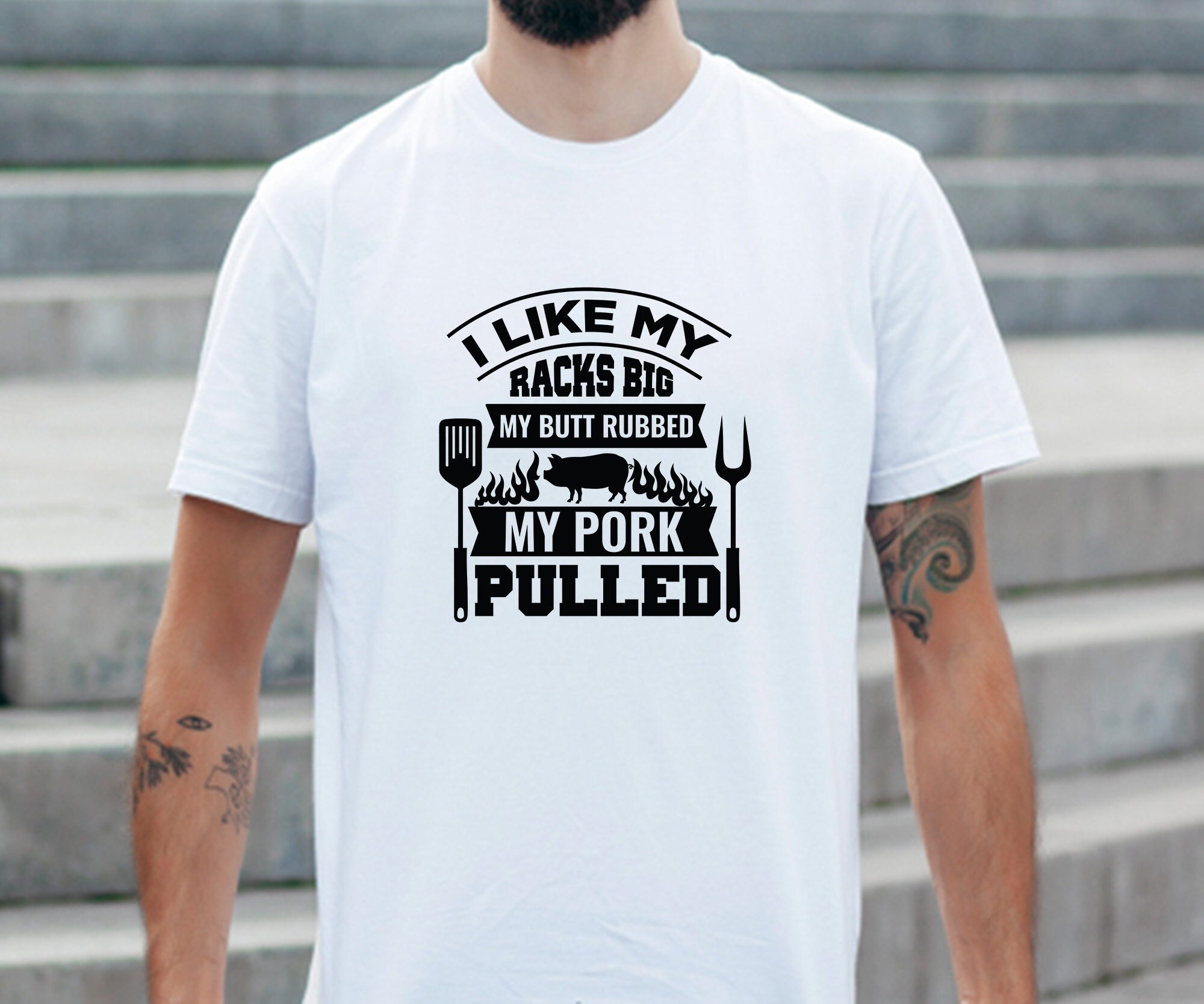 I Like My Racks Big Bbq SVG, Butt Pork Quote, Dad PNG, Silhouette SVG ...