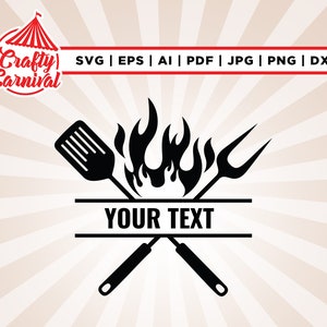 Grill Master SVG para Cricut, Silueta, Grilling SVG, BBQ Grill Svg, Barbacoa Clipart, Grill Monogram Svg, Dxf, Nombre de texto personalizado, Png, Svg