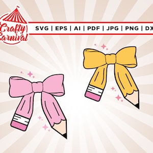 Laço de lápis svg, Cricut, sublimação, Camisa de professor, Volta às aulas svg, Presente de professor svg, Laço de lápis de professor svg, Silhueta, Arquivo de corte,
