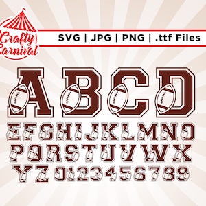 Alfabeto SVG de fútbol, Números de fútbol Svg Png, Fuente deportiva SVG, Letras de fútbol Svg, Fuente universitaria Svg, Png, Svg, Fuente Varsity, Deportes