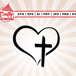 Jesus Heart Cross SVG, Heart Cross Art, Cross with Heart, Cricut, Png, Svg, sublimation, Instant Download, Religious SVG, Christian SVG