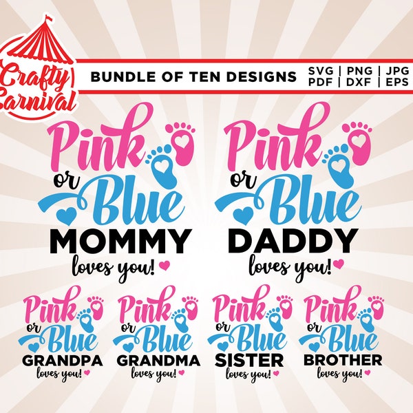 Pink or blue We love you svg, Pink or Blue Mommy Daddy Love You SVG, Gender Reveal svg, Gender Reveal Shirt svg, Baby Footprint