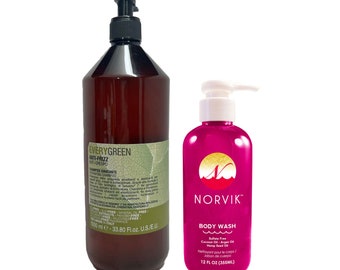 Every Green Anti-Frizz Hydrating Shampoo 33.8oz Norvik Body Wash Gift Set