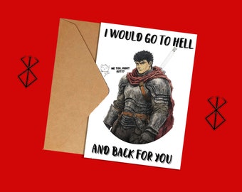 Anime Valentines card | Guts and Puck (5X7")