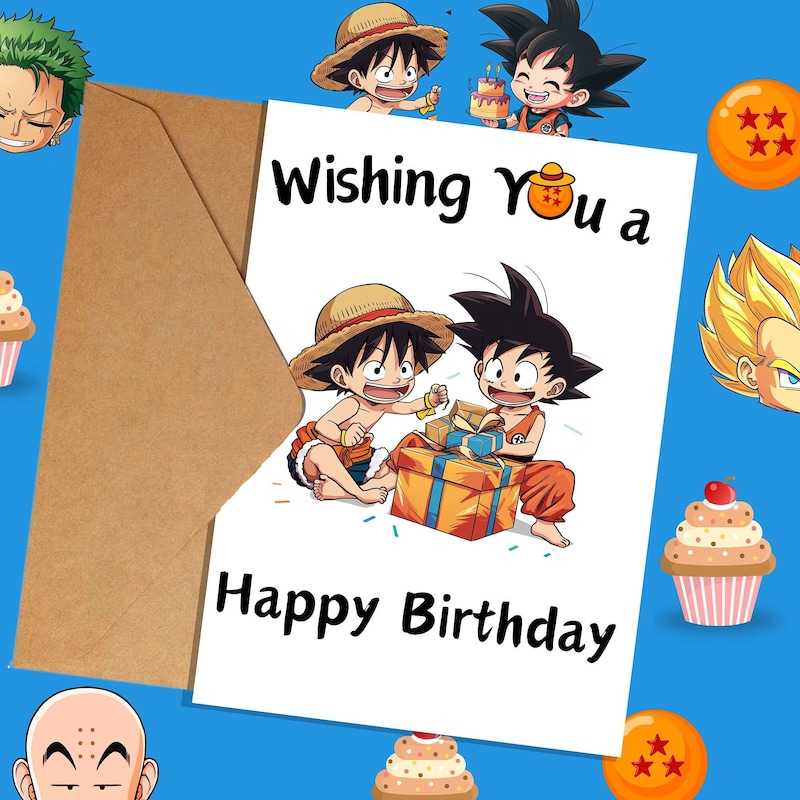 Anime Birthday Card - Etsy