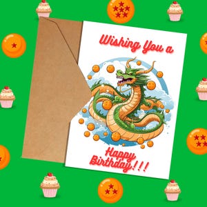 Anime-verjaardagskaart | Shenron Magische draak wenst gelukkige verjaardag