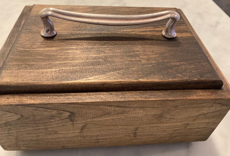 Decorative Wood Storage Box With Lid and Handle Walnut Stain Etsy