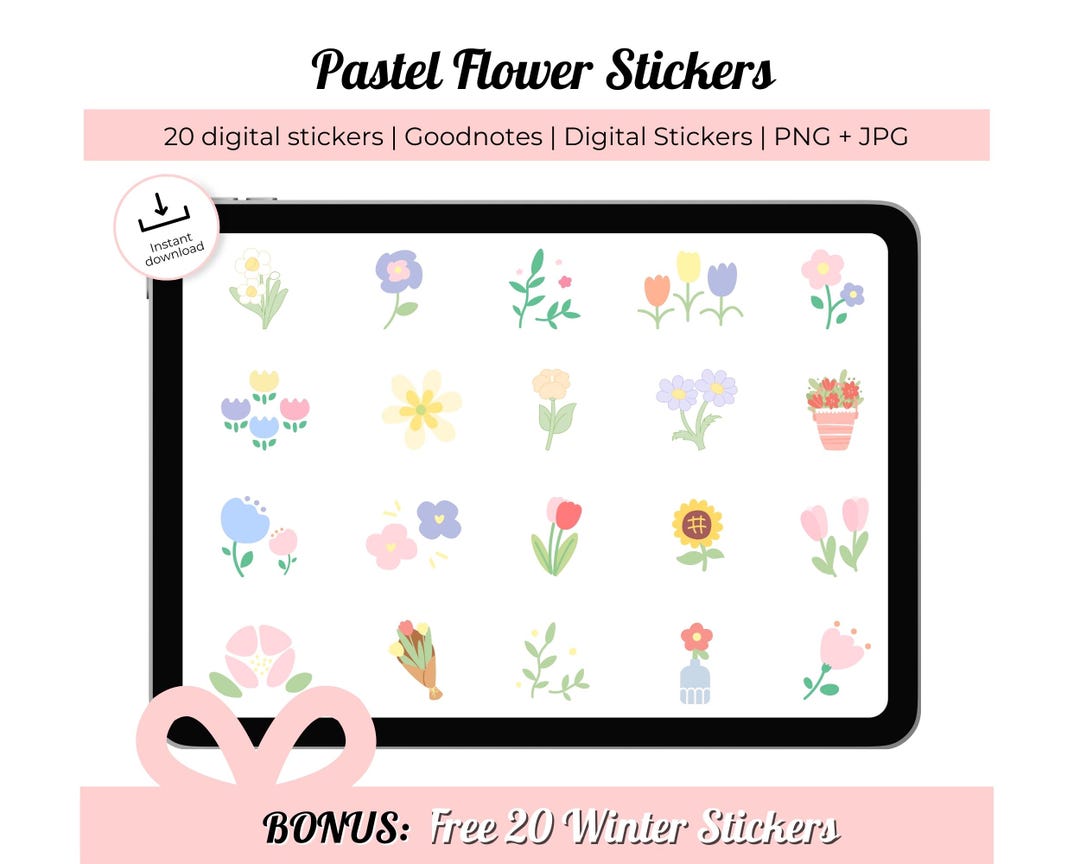 Pastel Flower Stickers | goodnotes Digital Sticker Book | Digital ...