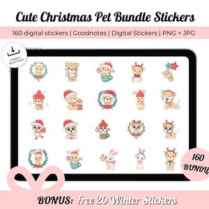 Cute Christmas pets Bundle | Goodnotes Digital Sticker Book | Digital Stickers | Christmas Bundle | Digital Planner Stickers