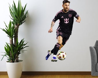 Lionel Messi Wall Sticker Vinyl Removable Decal Soccer Decor Black Reusable