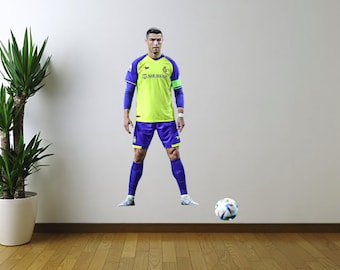 Cristiano Ronaldo Adesivo de Parede Decalque Tipo Fathead Vinil Al Nassr Decoração Removível