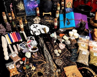 Witchcraft Mystery Box, Huge Variety of Wiccan Ritual Supplies, Giftbox of Altar Tools, Herbs, Jewelry and more