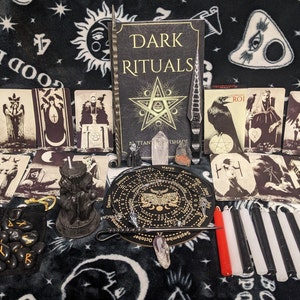 Black Magic Witchcraft Kit, Dark Ritual Book and Witch Supplies, Candles, Crystals and More Gift Set