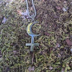 Lilith Goddess Sigil Necklace Steel Charm, Cute Succubus Charm Pendant, Lilith Symbol