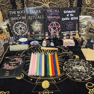 Witchcraft Giftbox of Ritual Supplies and Spell Books, Herbs, Candles, Crystals and More