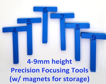 Precision Laser Engraving/Cutting Focus Tool Set with Embedded Magnets for Fiber/Hobby/CO2/UV/Galvo/XTool Lasers (4,5,6,7,8 and 9mm)