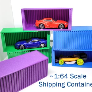 1:64 Scale Shipping Container for 1-64 Scale Model, Common Toy Cars, and Die Cast Replica Cars (3D Printed)