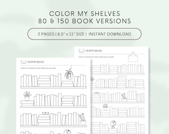 Lista de lectura imprimible para estantería, 80-150 libros (Descarga digital)