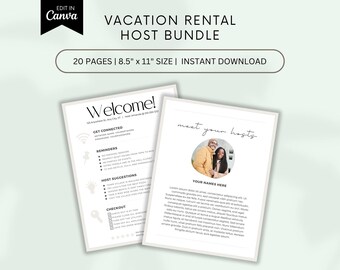 Paquete para anfitriones de AirBnB, plantilla de Canva, plantilla de libro de bienvenida de AirBnB, alquiler vacacional de corta estancia